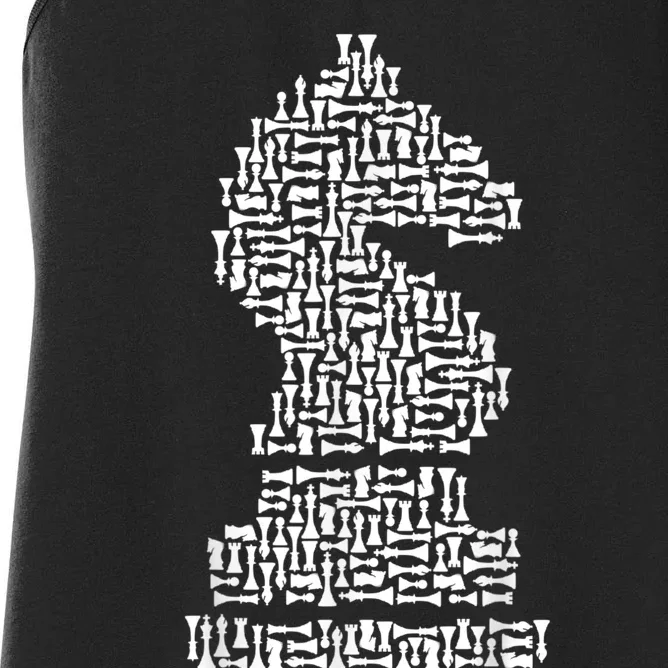 White Chess Knight Piece Mosaic Women's Racerback Tank