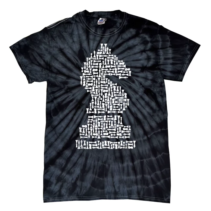 White Chess Knight Piece Mosaic Tie-Dye T-Shirt