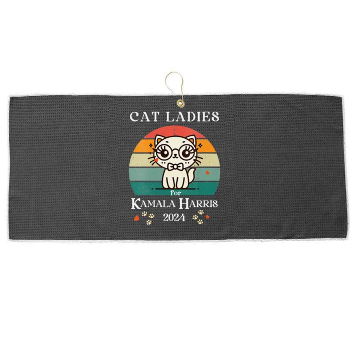 Women Cat Ladies For Kamala Harris Gift Large Microfiber Waffle Golf Towel