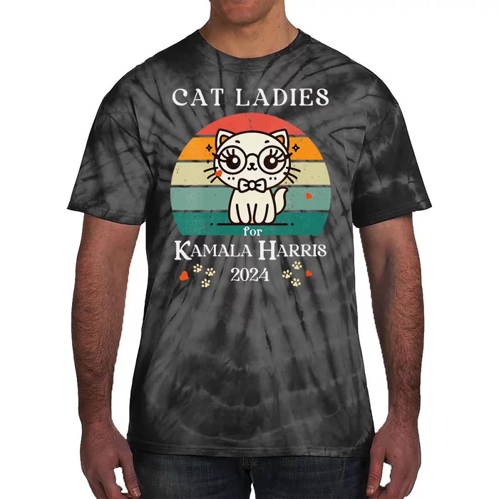 Women Cat Ladies For Kamala Harris Gift Tie-Dye T-Shirt