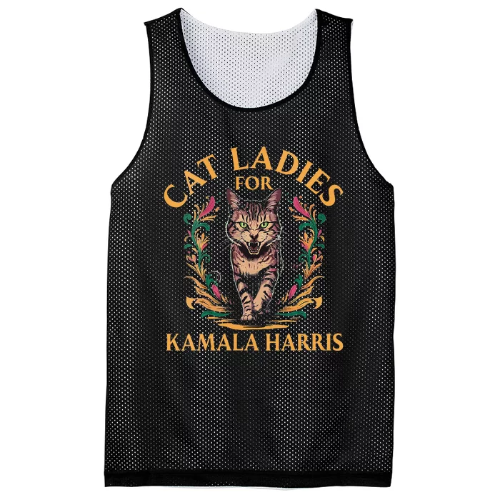 Women Cat Ladies For Kamala Harris Project Coconut Tree Gift Mesh Reversible Basketball Jersey Tank