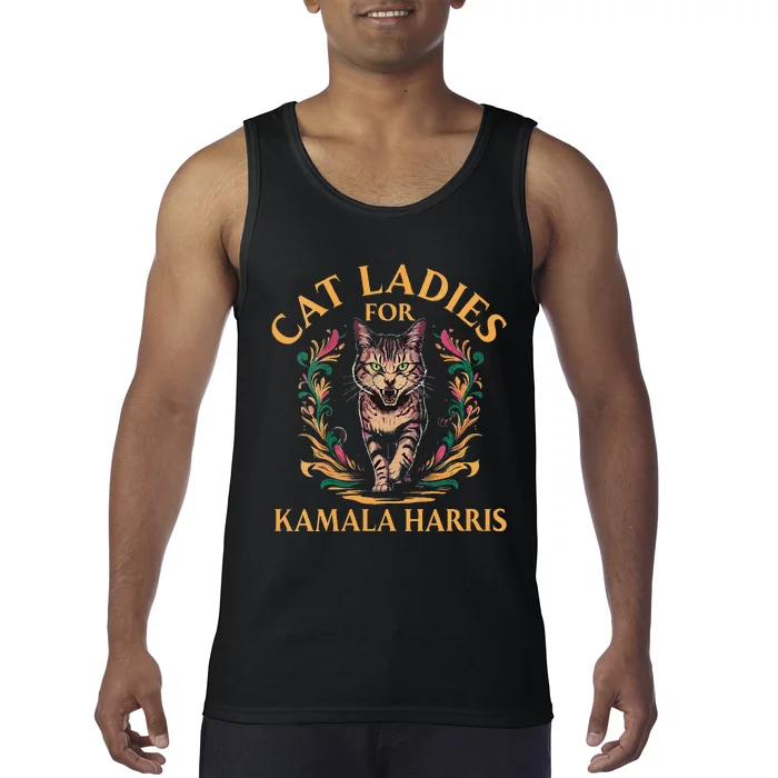 Women Cat Ladies For Kamala Harris Project Coconut Tree Gift Tank Top