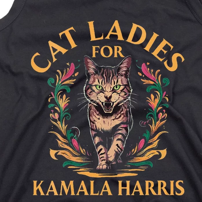 Women Cat Ladies For Kamala Harris Project Coconut Tree Gift Tank Top