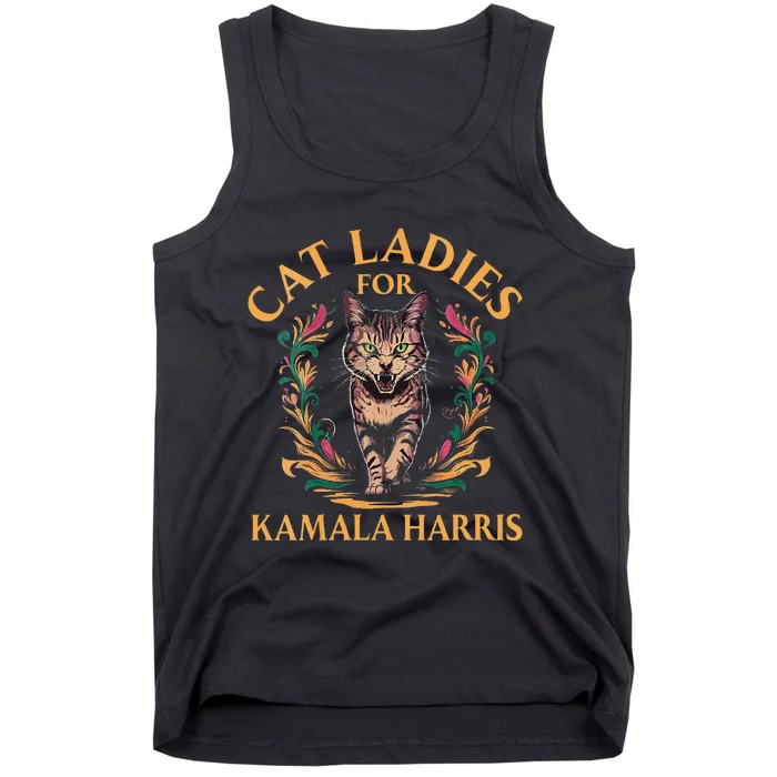 Women Cat Ladies For Kamala Harris Project Coconut Tree Gift Tank Top