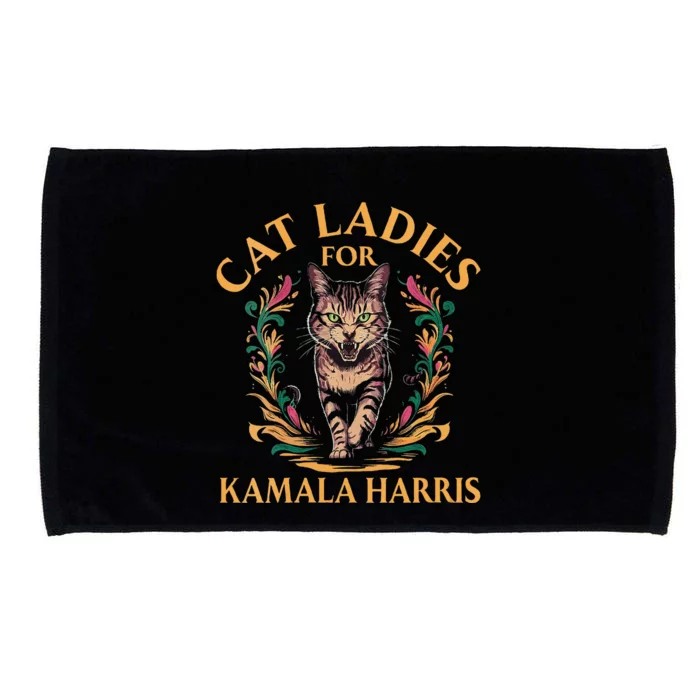 Women Cat Ladies For Kamala Harris Project Coconut Tree Gift Microfiber Hand Towel