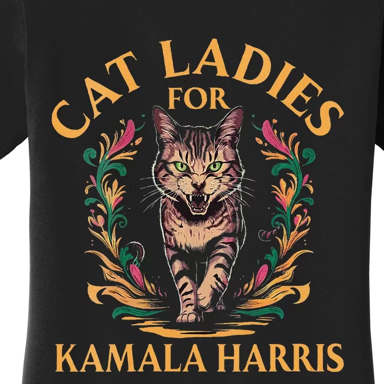 Women Cat Ladies For Kamala Harris Project Coconut Tree Gift Women's T-Shirt