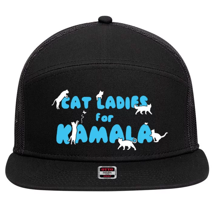 Women Cat Ladies For Kamala 7 Panel Mesh Trucker Snapback Hat