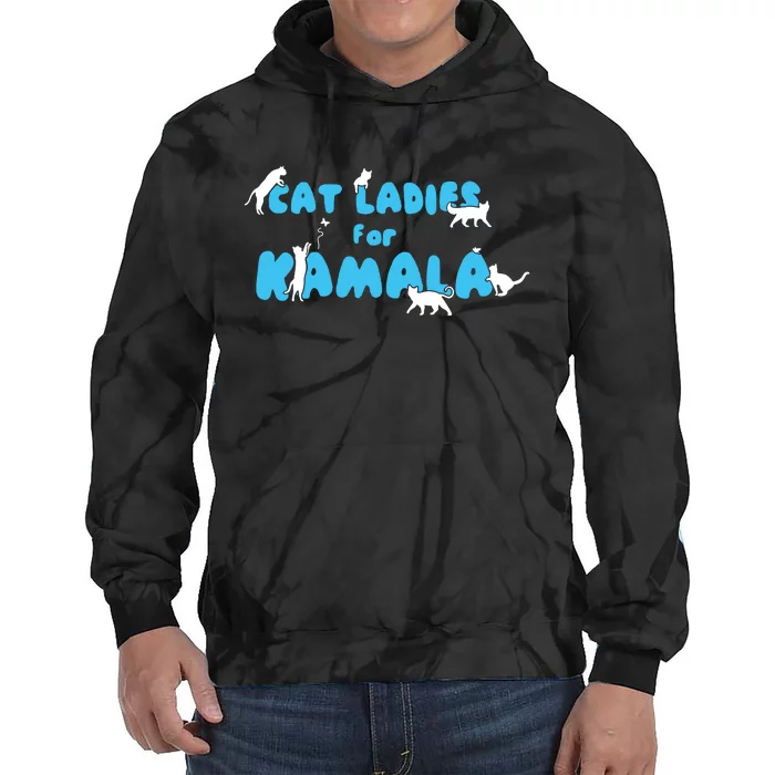 Women Cat Ladies For Kamala Tie Dye Hoodie