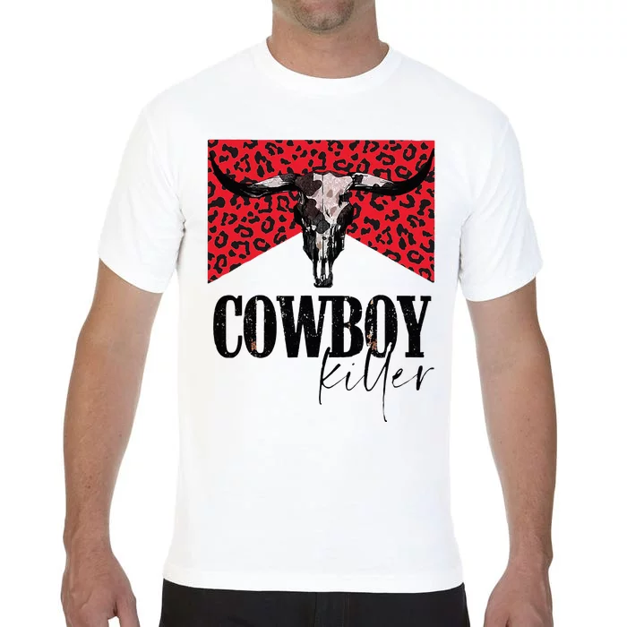 Western Cowgirl Leopard Punchy Cowboy Killers Bull Horn Comfort Colors T-Shirt