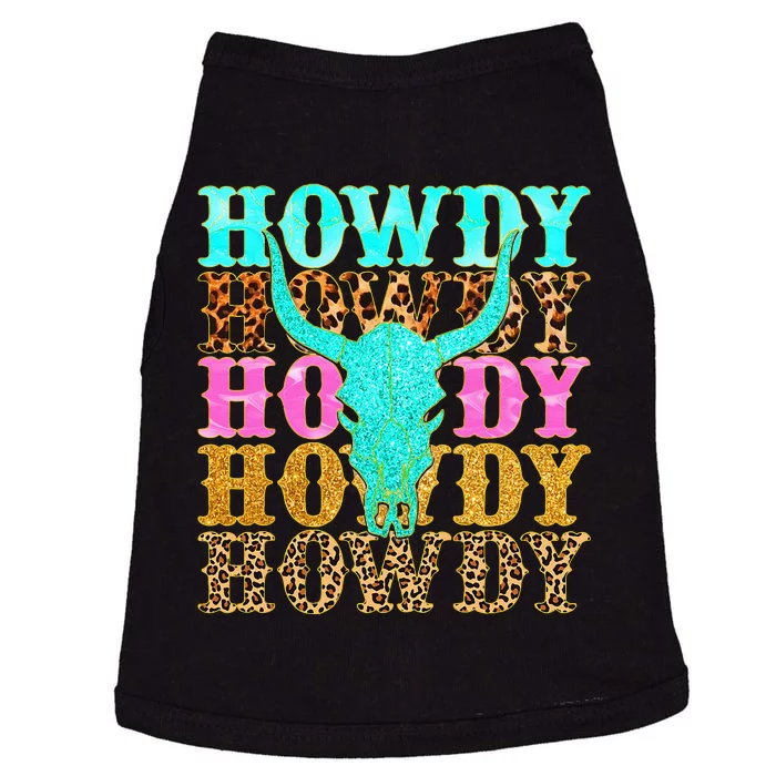 Western Country Leopard Howdy Bull Skull Cowgirl Rodeo Doggie Tank