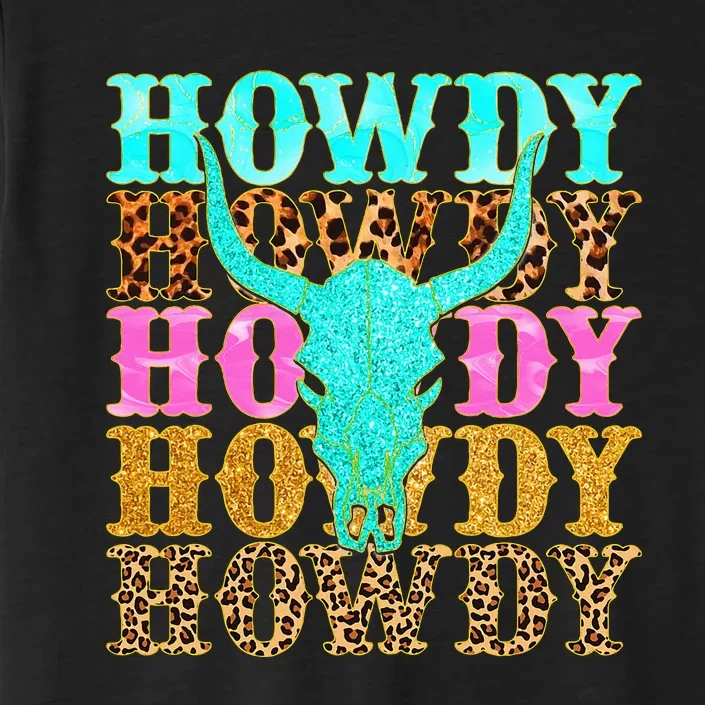 Western Country Leopard Howdy Bull Skull Cowgirl Rodeo ChromaSoft Performance T-Shirt