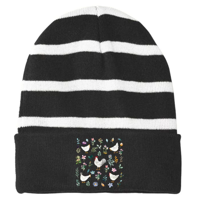 Wildflower Chicken Ladies Striped Beanie with Solid Band