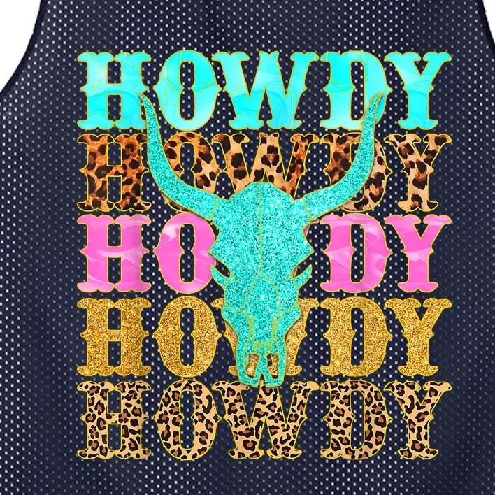 Western Country Leopard Howdy Bull Skull Cowgirl Rodeo Mesh Reversible Basketball Jersey Tank