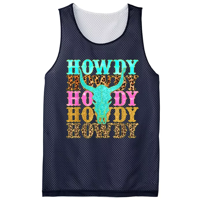 Western Country Leopard Howdy Bull Skull Cowgirl Rodeo Mesh Reversible Basketball Jersey Tank