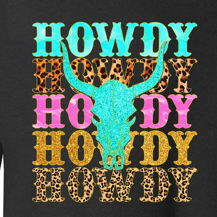 Western Country Leopard Howdy Bull Skull Cowgirl Rodeo Toddler Sweatshirt