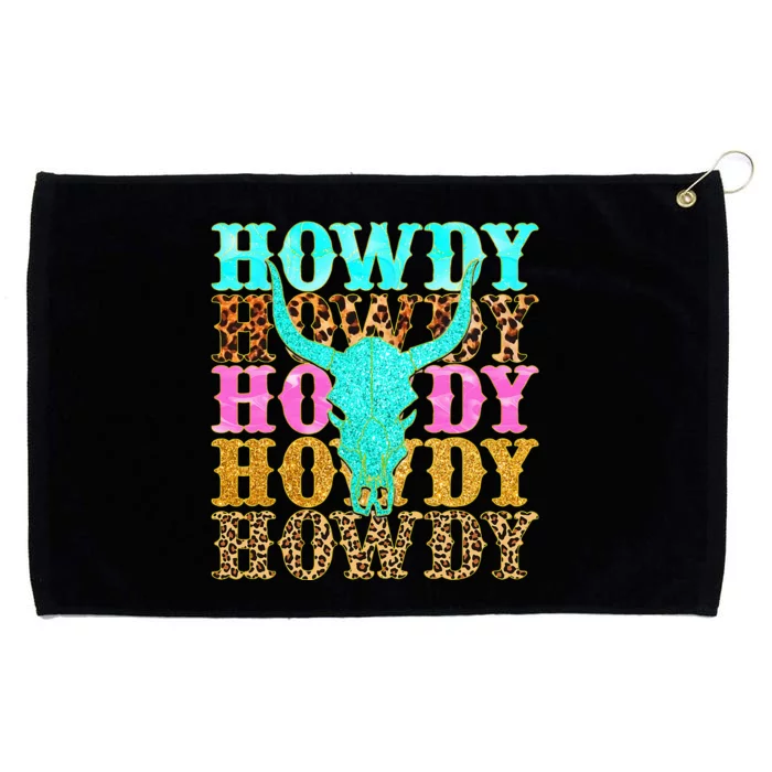 Western Country Leopard Howdy Bull Skull Cowgirl Rodeo Grommeted Golf Towel