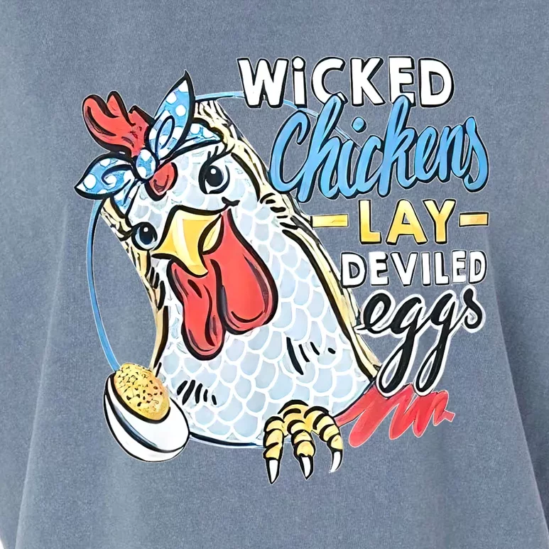 Wicked Chickens Lay Deviled Eggs Funny Chicken Lovers Garment-Dyed Women's Muscle Tee