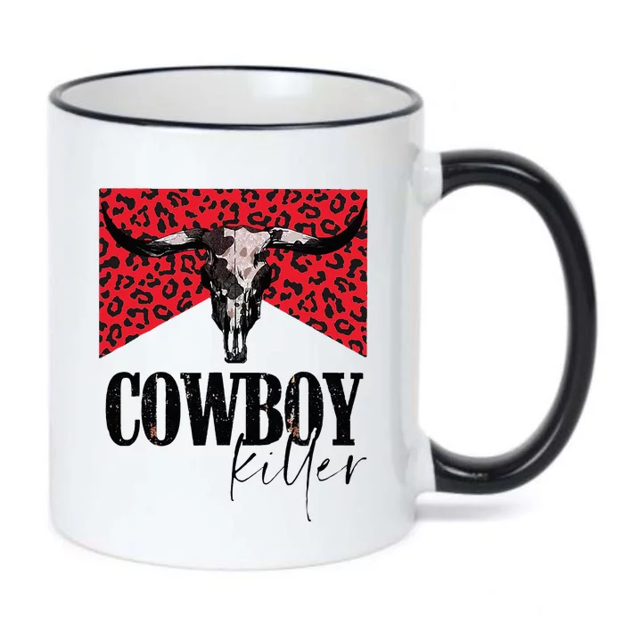 Western Cowgirl Leopard Punchy Cowboy Killers Bull Horn Black Color Changing Mug