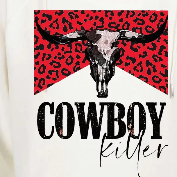 Western Cowgirl Leopard Punchy Cowboy Killers Bull Horn Womens Funnel Neck Pullover Hood