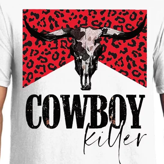 Western Cowgirl Leopard Punchy Cowboy Killers Bull Horn Pajama Set