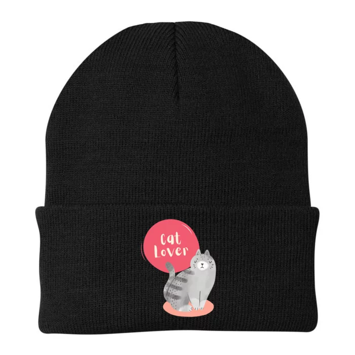 Wo Cat Lover Cat Mom Cute Cat Illustration Wo Knit Cap Winter Beanie