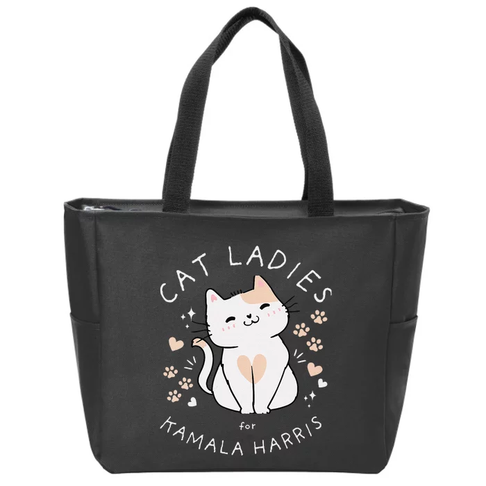 Women Cat Ladies For Kamala Harris Gift Zip Tote Bag