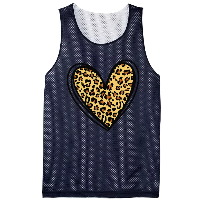 Women's Cheetah Leopard Heart Prints Love Valentine Day Mesh Reversible Basketball Jersey Tank