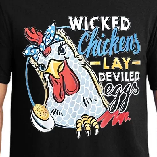 Wicked Chickens Lay Deviled Eggs Funny Chicken Lovers Pajama Set