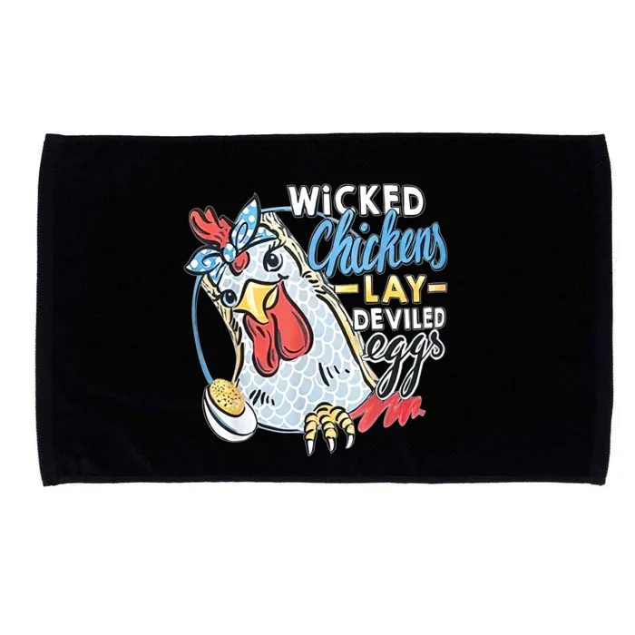 Wicked Chickens Lay Deviled Eggs Funny Chicken Lovers Microfiber Hand Towel