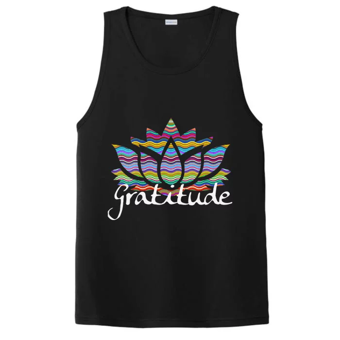 Womens COLORFUL LOTUS GRATITUDE Performance Tank