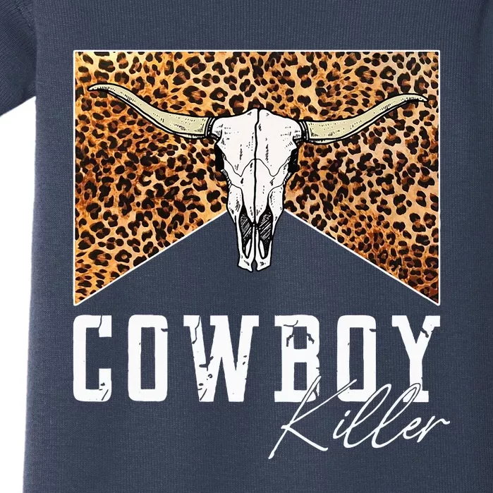 Western Cowgirl Leopard Punchy Cowboy Killers Bull Horn Baby Bodysuit