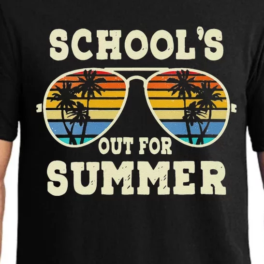 Womens Cute Last Day Of School Schools Out For Summer Teacher Retro Pajama Set