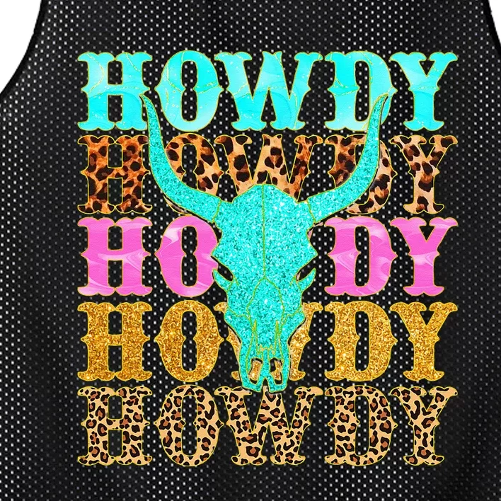 Western Country Leopard Howdy Bull Skull Cowgirl Rodeo Mesh Reversible Basketball Jersey Tank