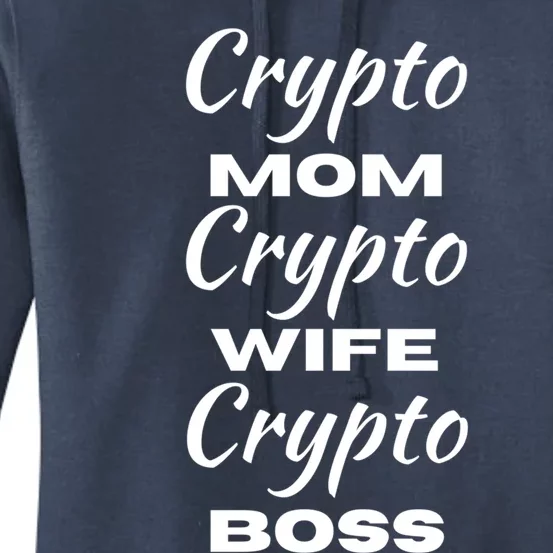 Wo Crypto Mom Wife Boss Funny Tee Bitcoin Ethereum Gift Women's Pullover Hoodie