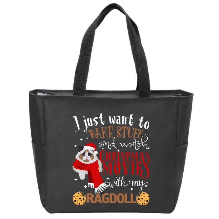 Watch Christmas Movies With My Ragdoll Cat Lover Zip Tote Bag