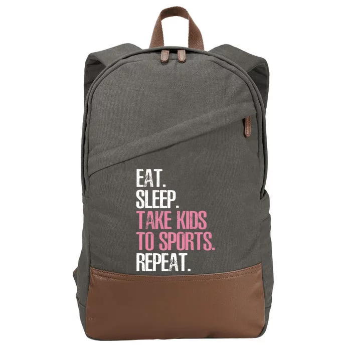 Wo Cute Mother's Day Gift Eat Sleep Take To Sports Repeat Cotton Canvas Backpack