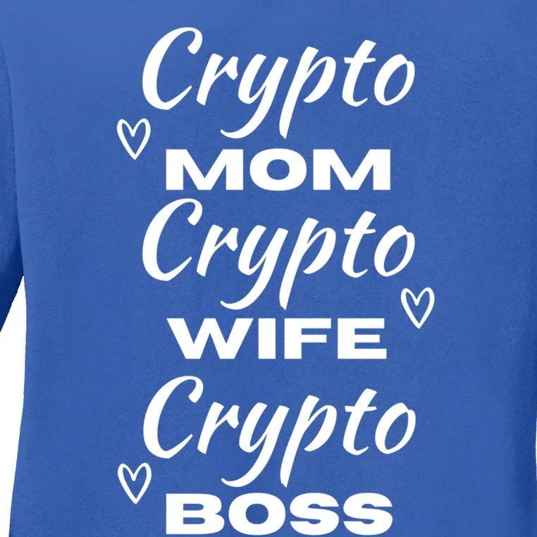 Wo Crypto Mom Wife Boss Funny Tee Bitcoin Ethereum Gift Ladies Long Sleeve Shirt