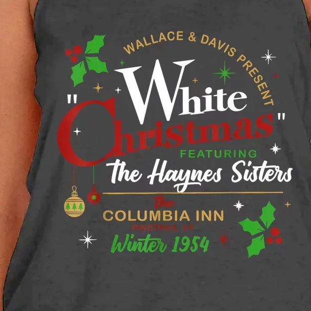 White Christmas Movie 1954 Xmas Song Haynes Sisters Xmas Women's Knotted Racerback Tank