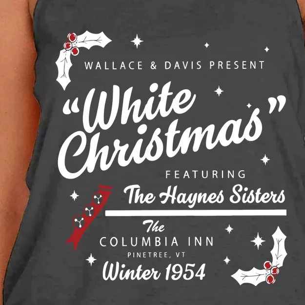 White Christmas Movie 1954 Xmas Song Haynes Sisters Xmas Women's Knotted Racerback Tank