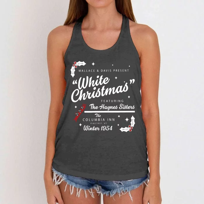 White Christmas Movie 1954 Xmas Song Haynes Sisters Xmas Women's Knotted Racerback Tank