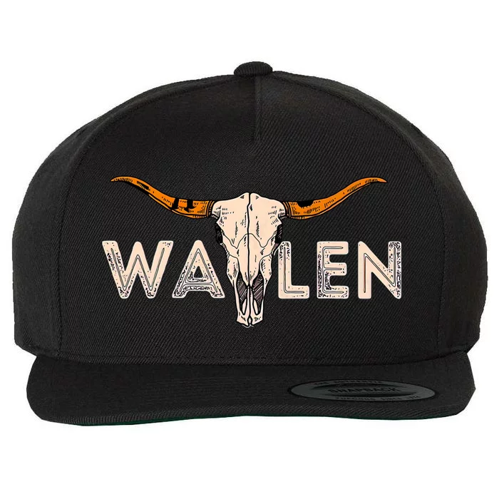 Western Country Music Girl Bull Skull Wool Snapback Cap