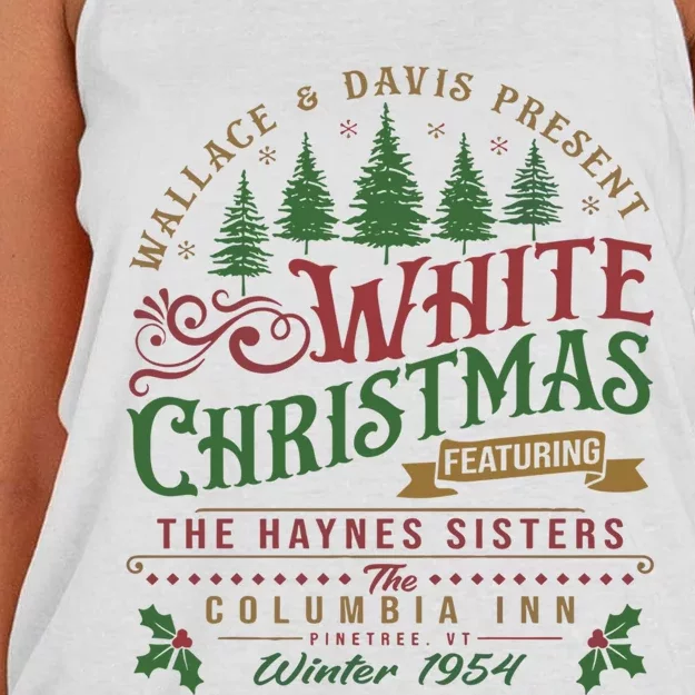 White Christmas Movie 1954 Xmas Song Haynes Sisters Xmas Women's Knotted Racerback Tank