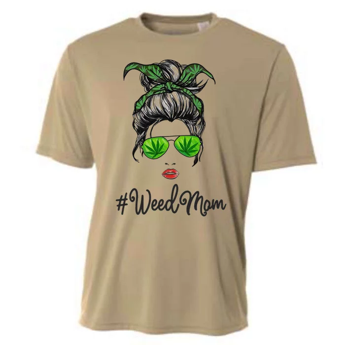 Womens Classy Mom Life With Leopard Mom Marijuana Weed Lover Cooling Performance Crew T-Shirt