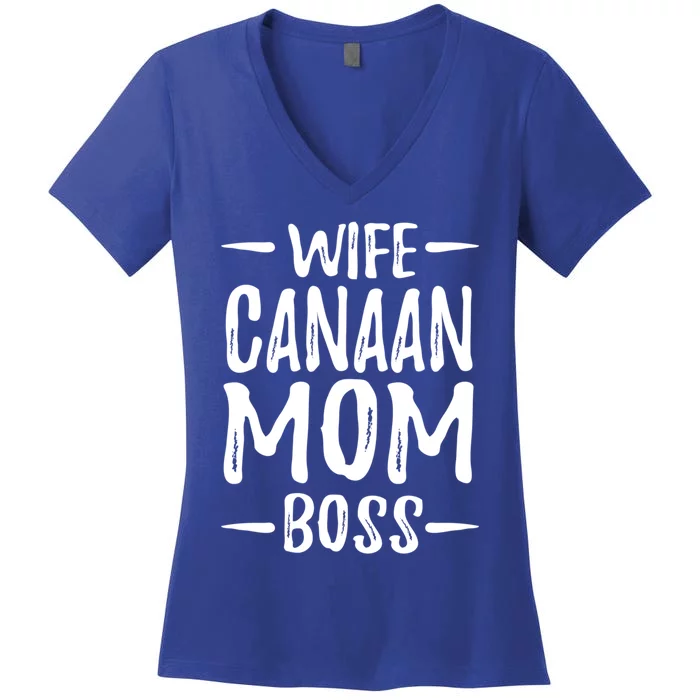 Wife Canaan Mom Boss Funny Dog Mom Gift Idea Gift Women's V-Neck T-Shirt