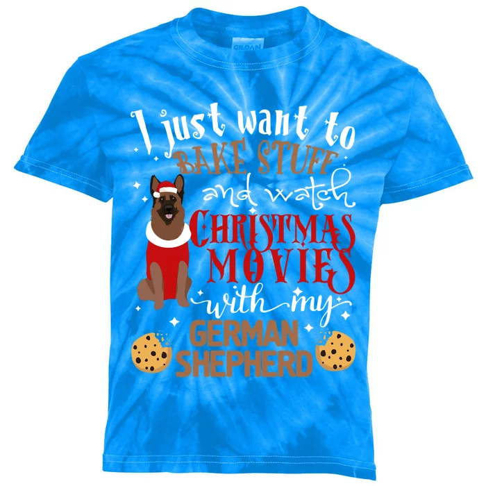 Watch Christmas Movies With My Ger Shepherd Dog Lover Funny Gift Kids Tie-Dye T-Shirt