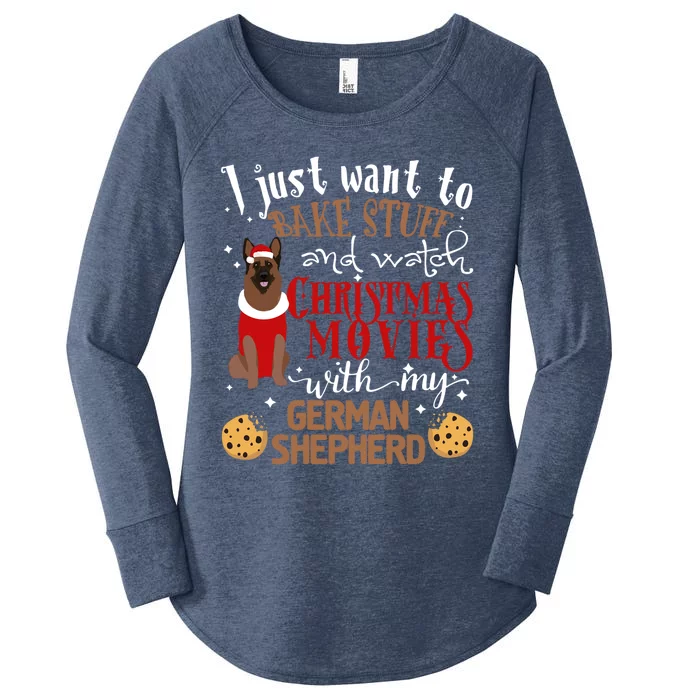 Watch Christmas Movies With My Ger Shepherd Dog Lover Funny Gift Women's Perfect Tri Tunic Long Sleeve Shirt