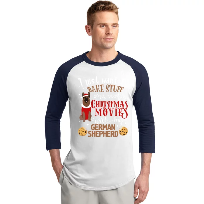 Watch Christmas Movies With My Ger Shepherd Dog Lover Funny Gift Baseball Sleeve Shirt