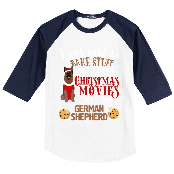 Watch Christmas Movies With My Ger Shepherd Dog Lover Funny Gift Baseball Sleeve Shirt