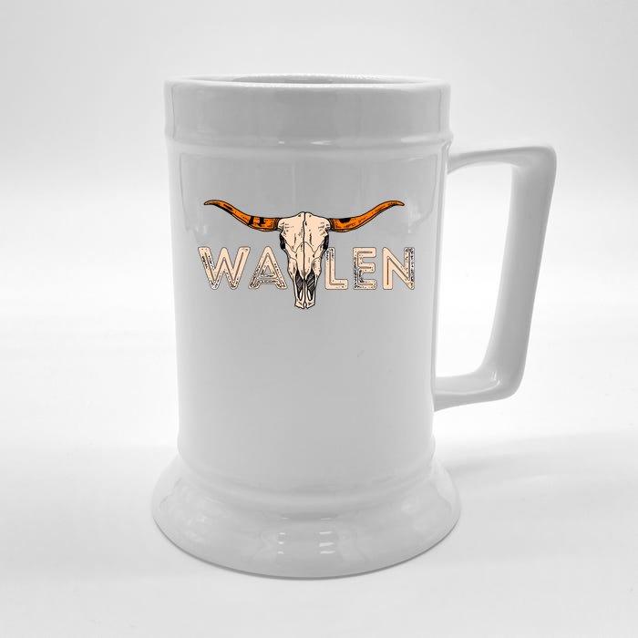 Western Country Music Girl Bull Skull Front & Back Beer Stein