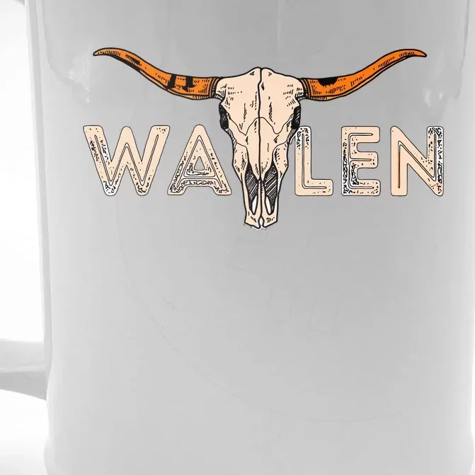 Western Country Music Girl Bull Skull Front & Back Beer Stein